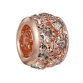 Rose gold charm bead with white zirconia stones for DIY bracelet accessories - Round Hollow Multi-Zirconia Pave Bead (29)