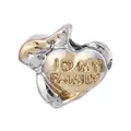 Silver and gold heart charm bead with 'I LOVE MY FAMILY' engraving for DIY bracelets - I Love My Family Lettering Style