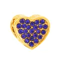 Gold heart charm with deep blue pavé crystals and hollow side patterns for DIY bracelets - Gold Deep Blue Rhinestone Heart (40)