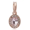 Rose gold oval charm with large pink center stone and clear diamond accents - Oval Pink Main Stone Cluster Pendant (31)