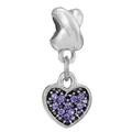 Silver pendant charm with purple heart-shaped pavé gemstone for DIY bracelets - Purple Heart Dangle (6)