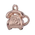 Abalorio de teléfono vintage en oro rosa con anilla para pulseras personalizadas - Especificación Normal / Teléfono de Disco Vintage (023) / Rosa oro