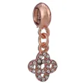 Rose gold four-leaf clover charm with white zircons for DIY charm bracelets - Four-Leaf Clover Pave Clear Stone Pendant (33)