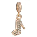 DIY charm bead shaped like a high heel shoe in rose gold with sparkling cubic zirconia - Rose Gold High Heel Pendant