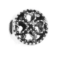 Oxidized silver bead charm with bohemian cutout pattern for DIY bracelets - Hollow Beaded Disc Style (6)
