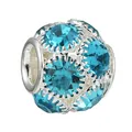 Sky blue crystal pavé round charm bead in silver finish for DIY bracelet - Standard Spec / Pave Sky Blue Faceted Rhinestone Style (4)