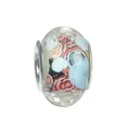 Faceted transparent glass charm bead with colorful spiral patterns for DIY bracelets - Faceted Transparent Spiral Pattern