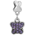 Silver butterfly charm with sparkling purple zircon inlay for DIY bracelet jewelry - Purple Butterfly Dangle (10)