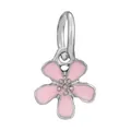 Pink enamel five-petal flower charm pendant with silver finish for DIY jewelry - Fresh Pink Flower Dangle