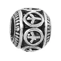 S925 vintage silver peace sign charm bead with embossed detail for DIY bracelets - Peace Sign Relief Style (8)