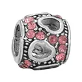 Pink rhinestone heart charm in vintage silver alloy for DIY charm bracelets - Heart Openwork Cylinder (9)
