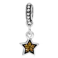 Silver star charm with yellow rhinestones and vintage texture for DIY bracelets - Black Base Yellow Diamond Star Pendant