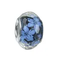 Blue faceted glass charm bead with floral interior for DIY bracelet jewelry - Blue Five-Petal Flower Style