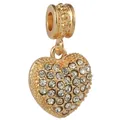 Charm a cuore dorato con cristalli bianchi e foro largo per bracciali e collane DIY - Pendaglio a Cuore Pavé a Foro Largo Oro (45)