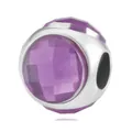 Silver bead charm for DIY bracelets featuring a faceted taro purple sparkling crystal - Purple Faceted Bead (13)
