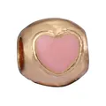 Rose gold floral charm with a pink enamel heart for DIY bracelet jewelry making - Pink Heart Ball Style (6)