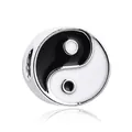Silver Yin Yang charm with black and white enamel for DIY charm bracelets - Tai Chi Yin Yang Style (2)