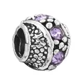 Oxidized silver bead with purple crystals and dot texture for DIY jewelry - Vintage Purple Bead (14)