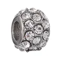 Exquisite spherical silver bead charm with pave-set crystals for DIY jewelry making - Full Rhinestone Ball