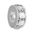 Silver bead charm with square cut clear zircon stones for DIY charm bracelets - Square Stone Round Spacer