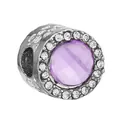 Purple faceted crystal charm with sparkling white stones and silver textured base - Purple Zirconia Bead (15)
