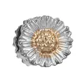 Two-tone silver and gold daisy charm bead with detailed flower petals for DIY jewelry - Silver Petal Gold Core Daisy Style