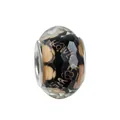 Faceted glass charm with LOVE heart pattern for DIY charm bracelets and jewelry - Black Heart LOVE Style