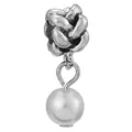 Retro silver metal knot charm with a white pearl drop for DIY beaded bracelets - 008 / Normal Specification