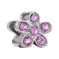 Silver flower charm with pink zircon petals for DIY bracelets and necklaces - Pink Flower Bead (16)