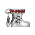 Silver Christmas boot charm with red rhinestones and snowflake for DIY bracelets - Christmas Boot Charm