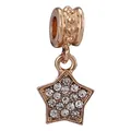 Ciondolo a stella a cinque punte in oro rosa con zirconi cubici per braccialetti fai da te - Stella in Strass Oro Rosa (39)