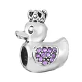 Silver crown duck charm with purple crystal pavé wings for DIY bracelets - Crown Duck Charm (17)