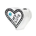 Silver heart charm with blue gem and MY LOVE engraving for DIY jewelry making - My Love Engraved Blue Inlaid Heart Style (21)