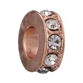 Rose gold plated alloy charm bead with sparkling clear rhinestones for DIY bracelets - Flat Round Rhinestone Embellished Bead (42)