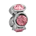 Silver bead with three vertical pink faceted crystals for DIY jewelry charm bracelets - Triple Rhinestone (14)