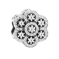 Detailed silver flower charm with intricate pavé beads and a six-petal floral pattern - Pavé Beaded Flower Style (15)