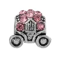 Silver pumpkin carriage charm with pink crystals for DIY bracelet jewelry - Pumpkin Carriage (15)