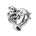 S925 sterling silver music note heart charm bead with treble and bass clef symbols - Music Symbol Heart (6)
