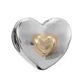Two-tone heart-shaped charm with silver outer frame and golden inner heart bead - Heart in Heart Silver Gold Style