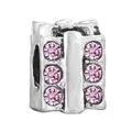 Silver gift box charm with purple zircon stones for DIY charm bracelets and necklaces - Pink Gift Box (20)