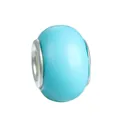 Light blue resin bead with silver core and floral pattern for DIY bracelets - Light Blue Ball Style
