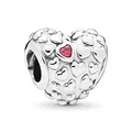Silver heart charm with multiple mini hearts and a central red zircon stone for bracelets - Red Heart Gemstone Heart (8)