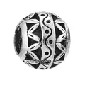Oxidized silver bead with floral engraving and polka dots for charm bracelets - Vintage Oxidized Floral Ball Style (18)