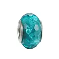 Faceted teal crystal charm bead with silver metal core for DIY bracelet jewelry - Teal Faceted Texture Style