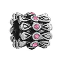 Vintage silver heart charm with pink rhinestones for DIY bracelet jewelry making - Relief Bead (18)