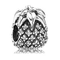 Silver pineapple charm bead with sparkling zircon crystals for DIY bracelets - Full Zirconia Pineapple Style (19)