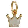 Golden crown jewelry charm with white enamel and metal hanging loops for DIY jewelry - Gold White Enamel Crown Pendant