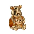 Golden teddy bear charm with 'HUG ME' heart detail for DIY beaded jewelry - Gold Bear With Heart Bead (13)