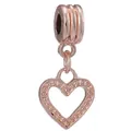 Colgante de corazón en oro rosa con bordes de cuentas para pulseras DIY - Especificación Normal / Corazón con Textura de Lunares (040) / Rosa oro