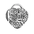 Silver hollow floral heart charm with retro leaf design for DIY bracelets - Hollow Floral Heart Style (21)